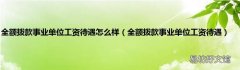 全额拨款事业单位工资待遇 全额拨款事业单位工资待遇怎么样