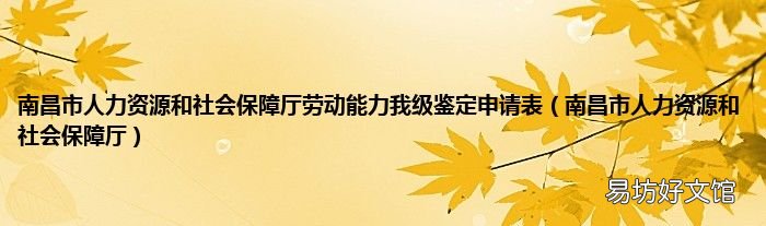南昌市人力资源和社会保障厅 南昌市人力资源和社会保障厅劳动能力我级鉴定申请表