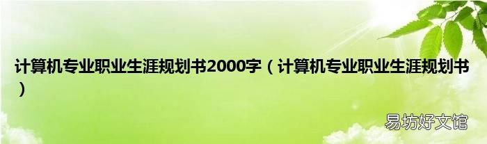 计算机专业职业生涯规划书 计算机专业职业生涯规划书2000字