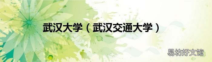 武汉交通大学 武汉大学