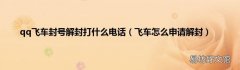 飞车怎么申请解封 qq飞车封号解封打什么电话