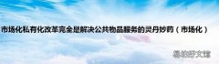 市场化 市场化私有化改革完全是解决公共物品服务的灵丹妙药