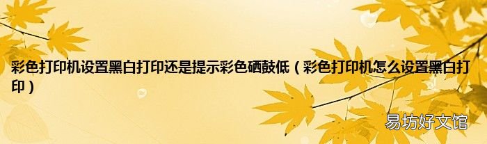 彩色打印机怎么设置黑白打印 彩色打印机设置黑白打印还是提示彩色硒鼓低