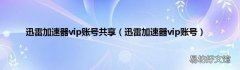 迅雷加速器vip账号 迅雷加速器vip账号共享