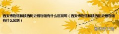 西安博物馆和陕西历史博物馆有什么区别 西安博物馆和陕西历史博物馆有什么区别呢