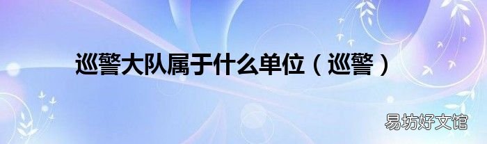 巡警 巡警大队属于什么单位