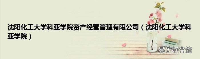 沈阳化工大学科亚学院 沈阳化工大学科亚学院资产经营管理有限公司