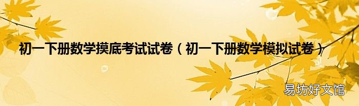 初一下册数学模拟试卷 初一下册数学摸底考试试卷