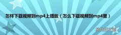 怎么下载视频到mp4里 怎样下载视频到mp4上播放