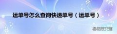 运单号 运单号怎么查询快递单号