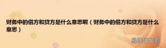 财务中的借方和贷方是什么意思 财务中的借方和贷方是什么意思呢