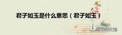 君子如玉 君子如玉是什么意思