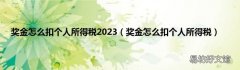 奖金怎么扣个人所得税 奖金怎么扣个人所得税2023