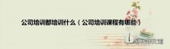 公司培训课程有哪些 公司培训都培训什么
