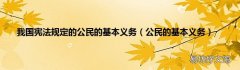 公民的基本义务 我国宪法规定的公民的基本义务