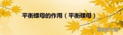 平衡螺母 平衡螺母的作用