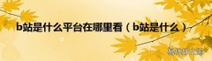 b站是什么 b站是什么平台在哪里看