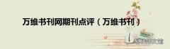 万维书刊 万维书刊网期刊点评