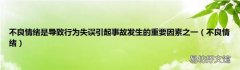 不良情绪 不良情绪是导致行为失误引起事故发生的重要因素之一
