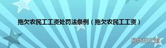 拖欠农民工工资 拖欠农民工工资处罚法条例