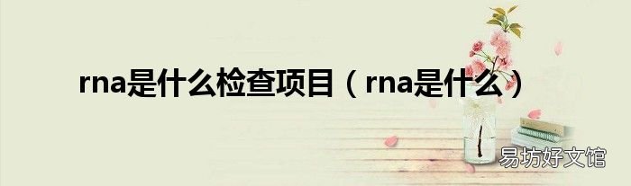 rna是什么 rna是什么检查项目