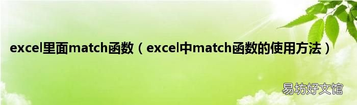 excel中match函数的使用方法 excel里面match函数
