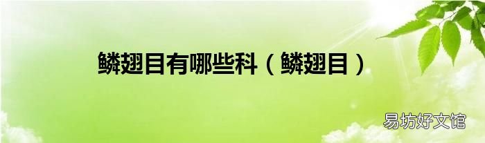 鳞翅目 鳞翅目有哪些科