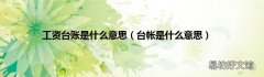 台帐是什么意思 工资台账是什么意思