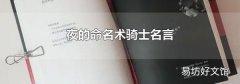 夜的命名術騎士名言