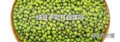 绿豆不能打豆浆吗