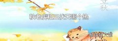 秋老虎和三伏天哪个热