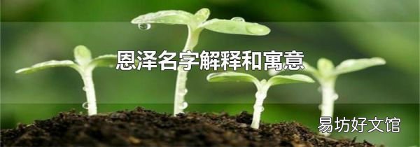 恩泽名字解释和寓意