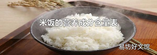 米飯的營養(yǎng)成分含量表