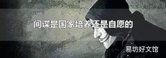 间谍是国家培养还是自愿的