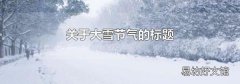 关于大雪节气的标题