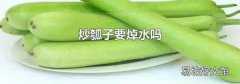 炒瓠子要焯水吗