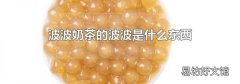波波奶茶的波波是什么东西