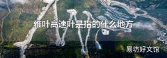 雅叶高速叶是指的什么地方