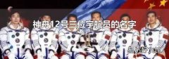 神舟12号三位宇航员的名字