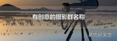 有创意的摄影群名称