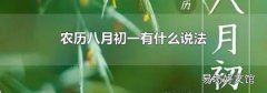 农历八月初一有什么说法