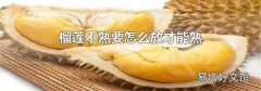 榴蓮不熟要怎么放才能熟
