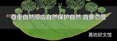 尊重自然顺应自然保护自然 首要态度